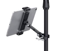 CreaDream Tablet Holder for Microphone Stand, Aluminum Mic Music Stand Holder Mount for Phone and iPad, Adjustable Tablet Holder Compatible with Devices from 4.7 to 13 inch