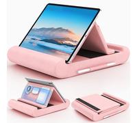 CreaDream Tablet Pillow Stand, Foldable Tablet Holder for Lap, Bed and Desk, Soft Pillow Pad with Pocket and Stylus Mount, for 4-13" Tablets, Like iPad Pro 11, 13, Air, Mini, Kindle, Galaxy Tab, Pink