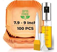 CREADY Disposable Air Fryer Liners 100-Pack Extra Thick [7.9-9 Inch] + Oil Spray | Air Fryer Accessories | Airfryer Liners Disposable | Air Fryer Paper Liners | Cosori 5.5 and Larger Air Fryer