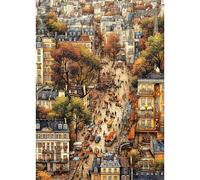 CREAFOMIFE 1000 Piece Jigsaw Puzzle for Adults, Hard Difficult Challenging Puzzle, Gift for Adult Puzzle Lovers Vintage Village Town (70 x 50 cm)