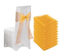Creaher 10pcs Organza Chair Bows for Chair, 22x280cm Organza Sashes Gold Wider Sash Fuller Bows Cover Bows Sash for Wedding Decorations Birthday Party Decorations Chair Decorations (Gold)