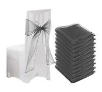 Creaher 10pcs Organza Chair Bows for Chair, 22x280cm Organza Sashes Silver Wider Sash Fuller Bows Cover Bows Sash for Wedding Decorations Birthday Party Decorations Chair Decorations (silver)