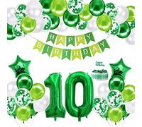 Creaher 10th Birthday Decorations Set With Happy Banner, Star Foil Balloon for Party Supplies, Baby Showers Decor, Medium