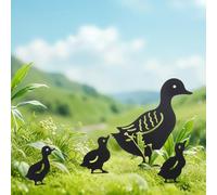 Creaher 4Pcs Metal Duck Garden Metal Stakes，Outdoor Decorative Stake Accessories And Lawn Ornaments，Family Outdoor Garden Ornaments,Ornamental Gardening Stakes for Decoration Black Duck