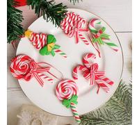 Creaher Christmas Lollipop Ornaments - 6 Pack Hanging Decorations - Polymer Clay - Classic Style - White, Red, Green - Christmas Occasion