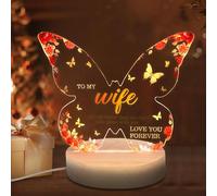 Creaher Mothers Day Gifts for Wife Butterfly Acrylic Night Light, I Love You Night Light 3 Colour, Couple Acrylic Night Lamp Butterfly Wife Gifts for Mother's Day Valentines Birthday Wedding Decor