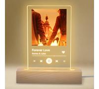 Creaher Music Plaque Night Lamp with Photo Frame - for Girlfriend/Women/Men - Forever Love Song Plaque LED Light - Music Gifts for Couples of All Ages