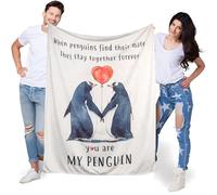 Creaher Penguin Blanket Gifts for Women Men, 50x60inch Couple Blanket Romantic Gifts for Wife Husband Soft Penguin Throw Gifts for Wife Husband Anniversary Valentine's Day Birthday