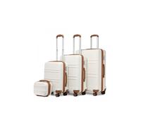 (Cream, 12/20/24/28-inch) ABS Hard Shell Luggage Suitcase Set Travel Trolley Case