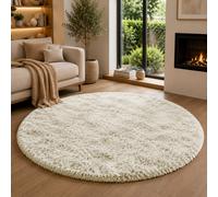 (Cream, 120 x 120 cm (4 x 4 ft)_Round Rug ) Thick Shaggy Non Slip Rugs Living Room Area Rugs Hallway Runner Round Rugs & Door Mats