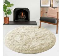 (Cream, 120cm x 120cm (4ft x 4ft)) Large Non Slip Rugs Soft Shaggy Fluffy Runner Rug & Bath Door Mats