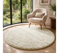 (CREAM, 120X120 CM ROUND) Extra Large Rugs Fluffy Shaggy Living Room Rug