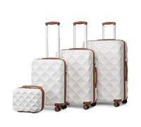 (Cream, 13/20/24/28 Inch) 1 to 4 Pcs ABS Hard Shell Travel Suitcase with TSA Lock
