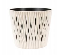 (Cream, 13cm) Indoor Plant Pots with Insert Plastic Flowerpot Small Large