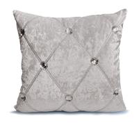 (CREAM, 17"x17" FILLED CUSHION) Crush Velvet Diamante Chesterfield Cushions or Covers