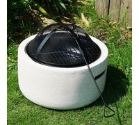 Cream 18 Inch Round MgO Fire Pit Barbecue Grill BBQ Bowl Camping Heater Burner