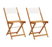 (cream, 2 pcs) vidaXL Bistro Chairs Outdoor Chair Dining Chair Solid Wood Acacia and Fabric