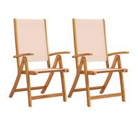 (cream, 2 pcs) vidaXL Folding Garden Chairs Dining Chair Solid Wood Acacia and Textilene