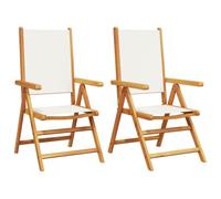(cream, 2 pcs) vidaXL Reclining Garden Chairs Outdoor Chairs Armchair Fabric & Solid Wood