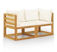 vidaXL 2-seater Garden Bench with Cream White Cushions (UK/IE/FI/NO only), Brown