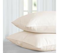 (Cream) 2 X Pillow Case Luxury 100% Poly cotton Housewife Pair Pack Pillows Cover Cases
