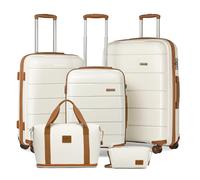 (Cream, 20+24+28 inch + bags) KONO 20/24/28 Inch Hard Shell PP Suitcase With Duffel Bag And Toiletry Bag
