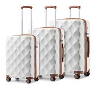 (Cream, 20+24+28 lnch) 1 to 4 Pcs ABS Hard Shell Travel Suitcase with TSA Lock