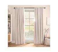 (Cream, 228cm width x 228cm drop) OHS Woven Texture Eyelet Curtains Soft Cosy Luxurious Home Living Room Bedroom Decor Fully Lined Blackout Window Dressing