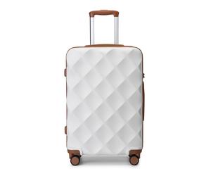 (Cream, 24 Inch) 1 to 4 Pcs ABS Hard Shell Travel Suitcase with TSA Lock