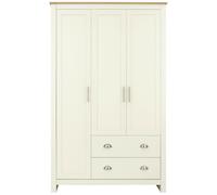 GFW Lancaster 3 Door 2 Drawer Cream Wardrobe - Size: 3 Door, 2 Drawer - Wilko