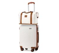 (Cream) 3 Pcs ABS Hard Shell ABS Suitcase With Travel Bag And Toiletry Bag