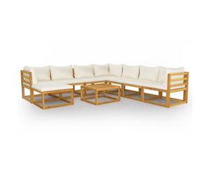 (cream, 3x corner + 4x middle + footrest + table) vidaXL Garden Lounge Set Outdoor Sofa Set with Cushions Solid Wood Acacia