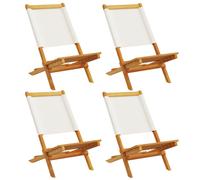 (cream, 4 pcs) vidaXL Folding Garden Chairs 6 pcs Chairs Cream White Fabric and Solid Wood