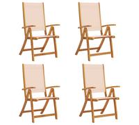 (cream, 4 pcs) vidaXL Folding Garden Chairs Dining Chair Solid Wood Acacia and Textilene