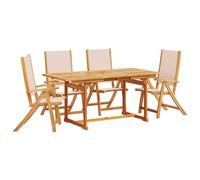vidaXL 5 Piece Garden Dining Set Solid Wood Acacia and Textilene