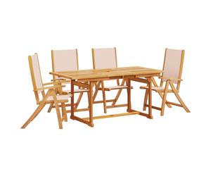 (cream, 4 piece/rectangular) vidaXL Garden Dining Set 5 Piece Table & Chair Solid Wood Acacia and Textilene