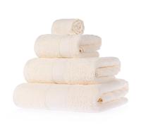 HOMESCAPES Cream Turkish Cotton 4 Piece Towel Set Soft & Absorbent 500 GSM Heavyweight Face Cloth, Hand Towel, Bath Towel & Bath Sheet Towel Bale