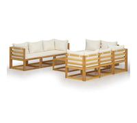 (cream, 4x corner + 4x middle + table) vidaXL Garden Lounge Set Outdoor Sofa Set with Cushions Solid Wood Acacia