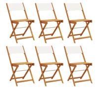 (cream, 6 pcs) vidaXL Bistro Chairs Outdoor Chair Dining Chair Solid Wood Acacia and Fabric