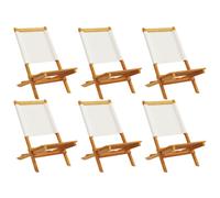 (cream, 6 pcs) vidaXL Folding Garden Chairs 6 pcs Chairs Cream White Fabric and Solid Wood