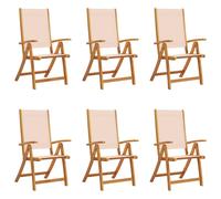 (cream, 6 pcs) vidaXL Folding Garden Chairs Dining Chair Solid Wood Acacia and Textilene