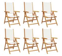 (cream, 6 pcs) vidaXL Reclining Garden Chairs Outdoor Chairs Armchair Fabric & Solid Wood