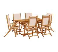 (cream, 6 piece/rectangular) vidaXL Garden Dining Set 5 Piece Table & Chair Solid Wood Acacia and Textilene