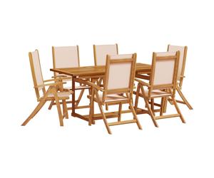 (cream, 6 piece/rectangular) vidaXL Garden Dining Set 5 Piece Table & Chair Solid Wood Acacia and Textilene