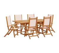 (cream, 6 piece) vidaXL Garden Dining Set 5 Piece Table and Chair Solid Wood Acacia & Textilene