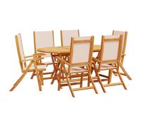 (cream, 6 piece) vidaXL Garden Dining Set Table and Chairs Solid Wood Acacia and Textilene