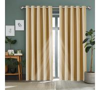 (Cream, 66" x 72") 100 % Blackout Eyelet Ring Top Curtain Pair Thermal Insulated with Tie Backs
