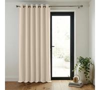 (Cream, 66" x 84" (Single Panel)) Blackout Eyelet Curtains Pair Luxury Insulated Heavy Thermal Ring Top Ready Made Window Curtain Panel Free Tieback
