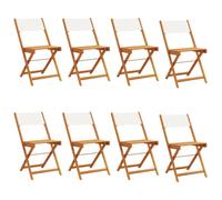 (cream, 8 pcs) vidaXL Bistro Chairs Outdoor Chair Dining Chair Solid Wood Acacia and Fabric