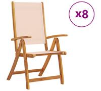 (cream, 8 pcs) vidaXL Folding Garden Chairs Dining Chair Solid Wood Acacia and Textilene